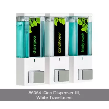 3-Chamber iQon Liquid Bath Amenities Dispenser color Transluscent White 