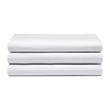  Adonis T200 Percale Flat Sheets - Premium 50/50 Cotton/Polyester Blend in Classic White (Pack of 12)