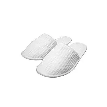 Rejuvenate Premium 100% Combed Cotton Waffle Washable Slippers - Closed Toe Leather Sole - Pair