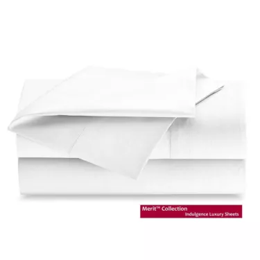 Merit Collection T300 Luxury Percale Queen Flat Sheets - 60/40 Cotton/Polyester Blend | White Color | Size 92x120 | 6-Pack