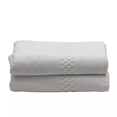 Jacquard 100% Combed Cotton Checkered Dobby Border Hand Towels 6/Pack | Size 16x32 | White