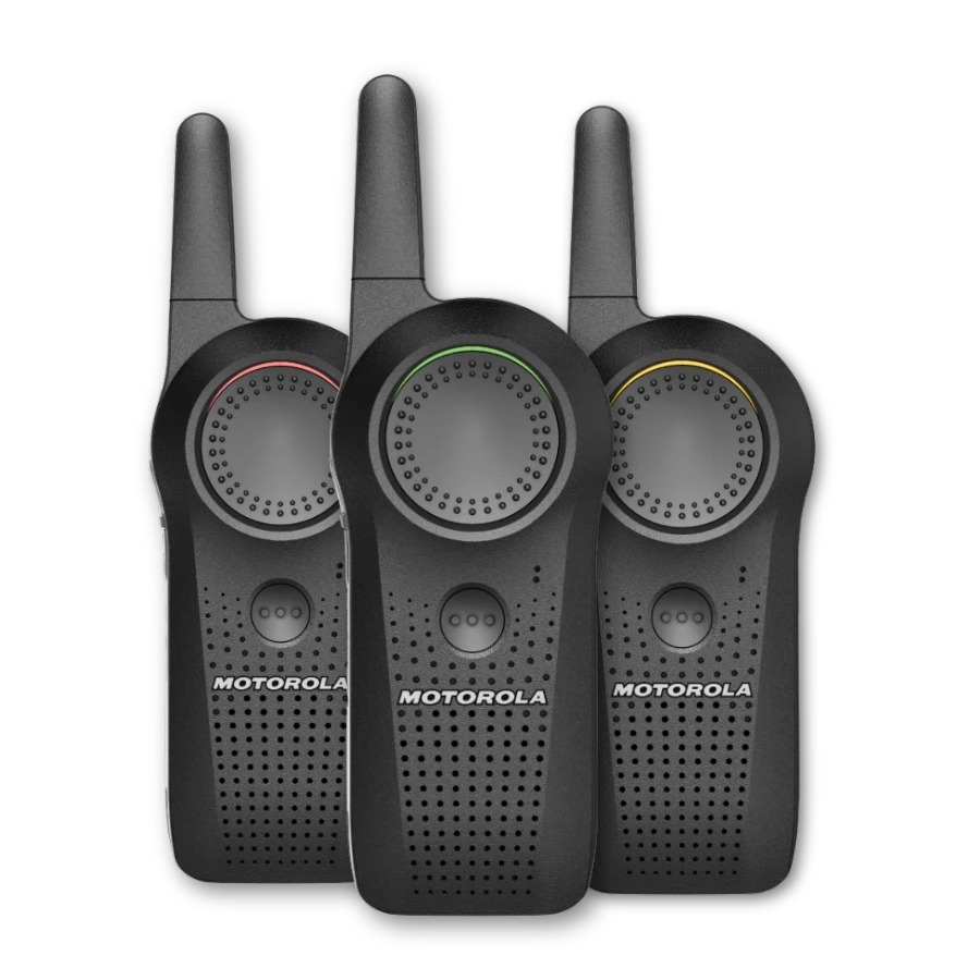 Compact Motorola‑style earpiece and radio (representative image)