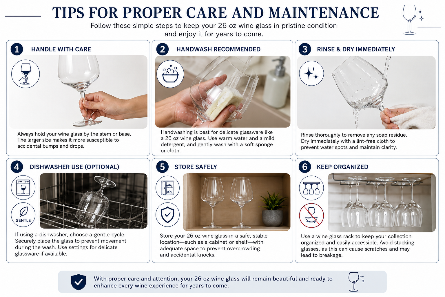 Proper wine glass care instructions
